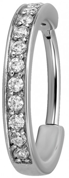 SS316L HINGED RING (SINGLE ROW) SET W. CUBIC ZIRCONIA
