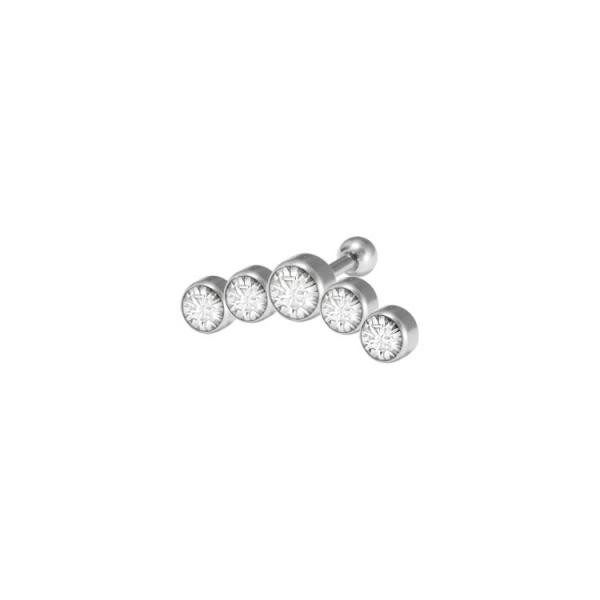 SS316L HELIX BARBELL W. JEWELLED DISCS - 5 CUPS 3/3/4/3/3 (SETTING)