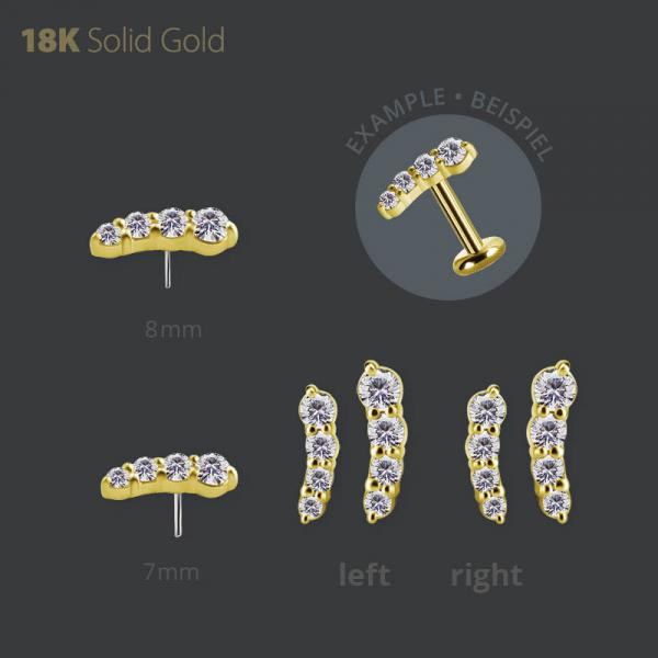 18K GOLD THREADLESS ATTACHMENT SET WITH PREMIUM ZIRCONIA