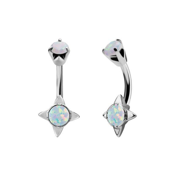 SS316L BELLY BANANAS SET W. LAB CREATED OPALS