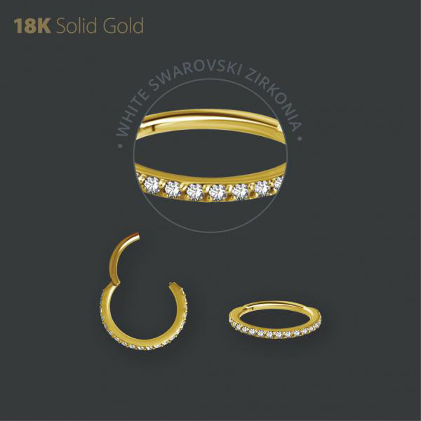 18K GOLD JEWELLED HINGED SEGMENT RING SET W. PREMIUM ZIRCONIA