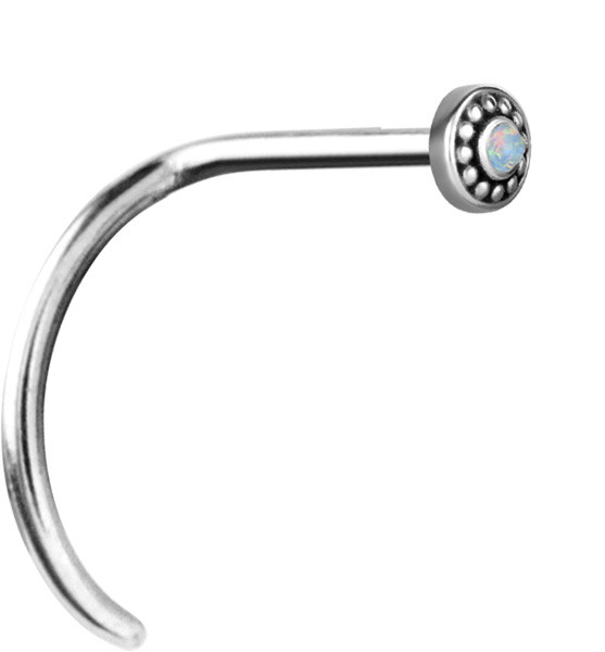 SS316L CURVED NOSE STUD (TRIBAL OPAL)