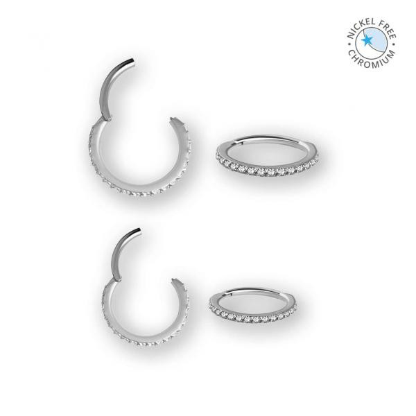 CoCr NF JEWELLED HINGED RING SET W. PREMIUM ZIRCONIA