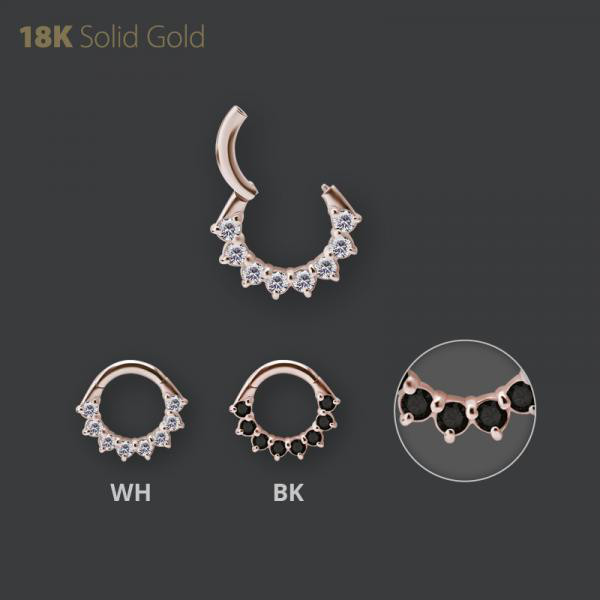18K ROSE GOLD SEPTUM & DAITH CLICKER SET W. PREMIUM ZIRCONIA