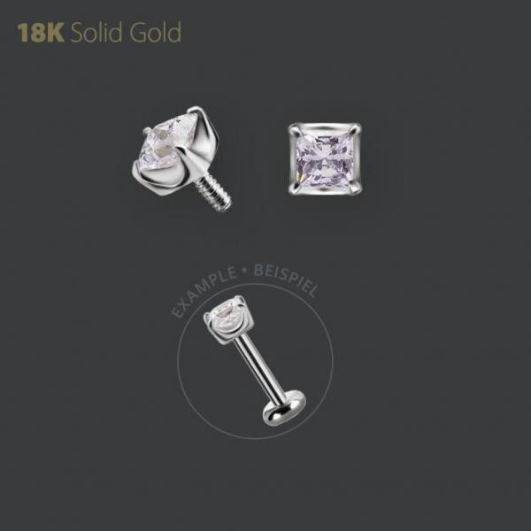 18K WHITE GOLD INTERNAL MICRO ATTACHMENT SET WITH PRINCESS CUT PREMIUM ZIRCONIA