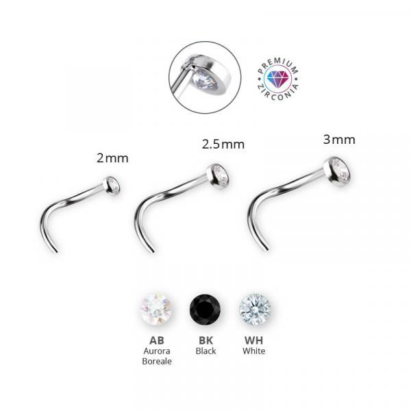 TITANIUM CURVED DISC NOSESTUD SET W. PREMIUM ZIRCONIA