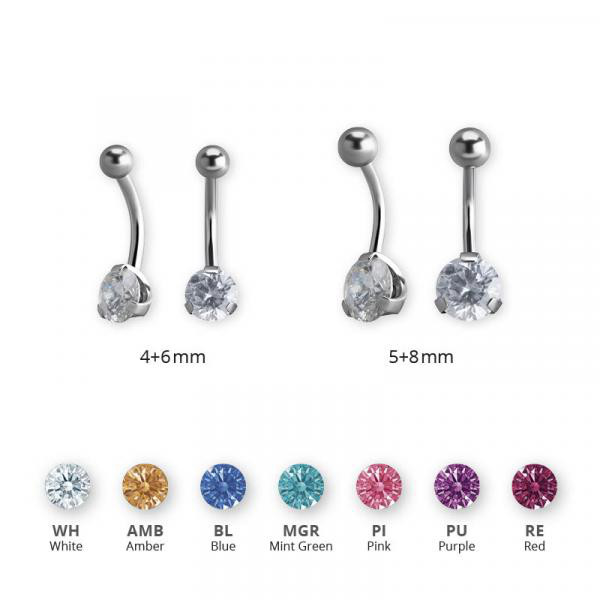 SS316L JEWELLED INTERNAL BANANA SET W. PREMIUM ZIRCONIA