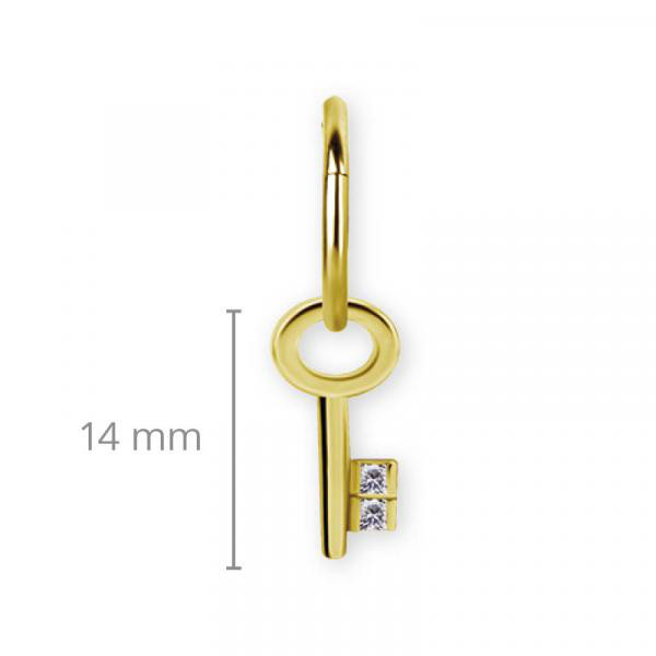 24K GOLD PVD SS316L KEY CHARMS FOR HINGED SEGMENT RINGS