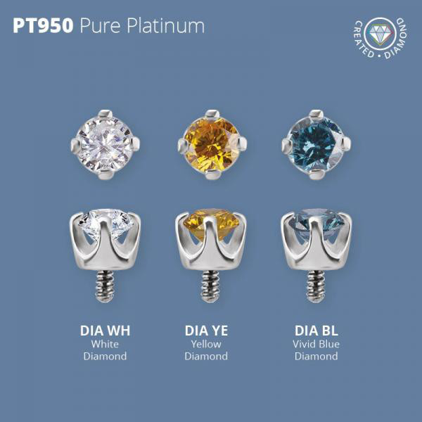 PLATINUM 950 INTERNAL MICRO ATTACHMENT SET W. LAB CREATED DIAMOND