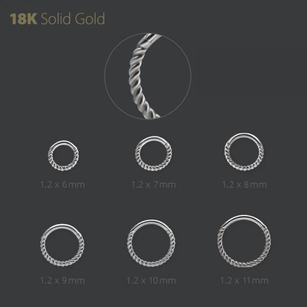 18K WHITE GOLD TWISTED ROPE DESIGN HINGED SEGMENT RING