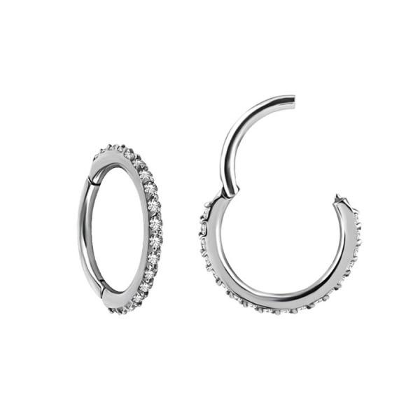 SS316L JEWELLED HINGED RING SET W.PREMIUM ZIRCONIA