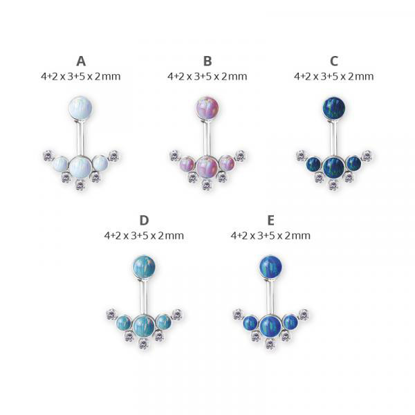 TITANIUM THREADLESS VERTICAL HELIX SET W.LAB CREATED OPALS & PREMIUM ZIRCONIA