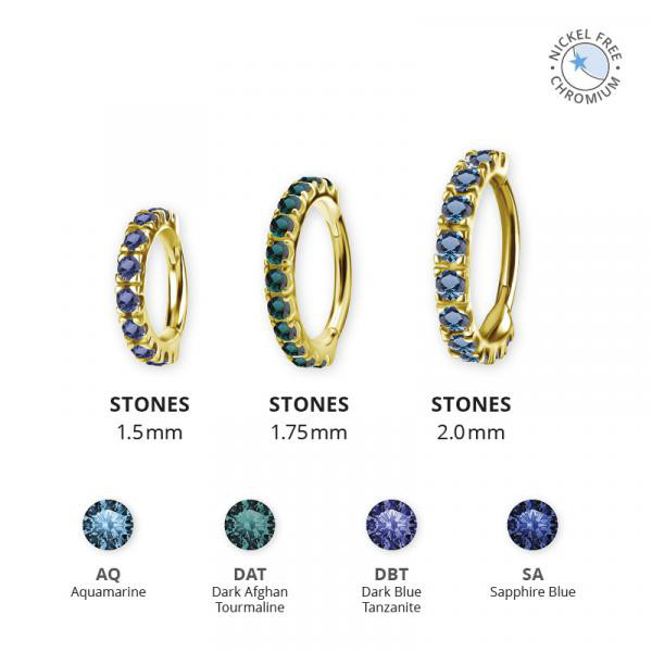 18K GOLD PVD CoCr NF HINGED SEGMENT RING SET W. PREMIUM NANO GEMS