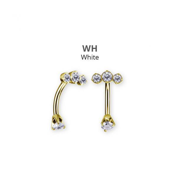 24K GOLD PVD SS316L DOUBLE JEWELLED BANANAS SET W. CUBIC ZIRCONIA