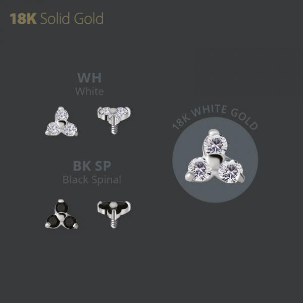 18K WHITE GOLD INTERNAL TRINITY ATTACHMENT SET W. PREMIUM ZIRCONIA