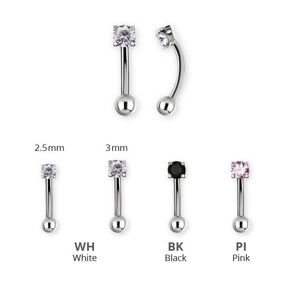 TITANIUM INTERNAL EYEBROW BANANA SET W.PREMIUM ZIRCONIA