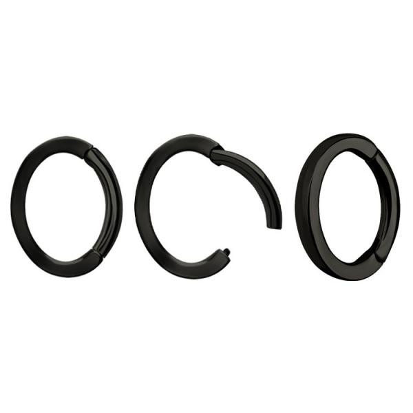 BLACK PVD SS316L ROOK OVAL HINGED SEGMENT RINGS (SQUARE PROFILE)