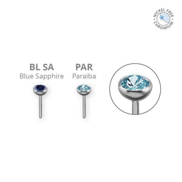 CoCr PVD TITANIUM THREADLESS BALL SET W. LAB CREATED GEMSTONE