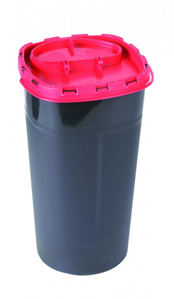 DISPOSAL BOX ROUND, BLACK, RED LID, 3L, OVAL OPENING