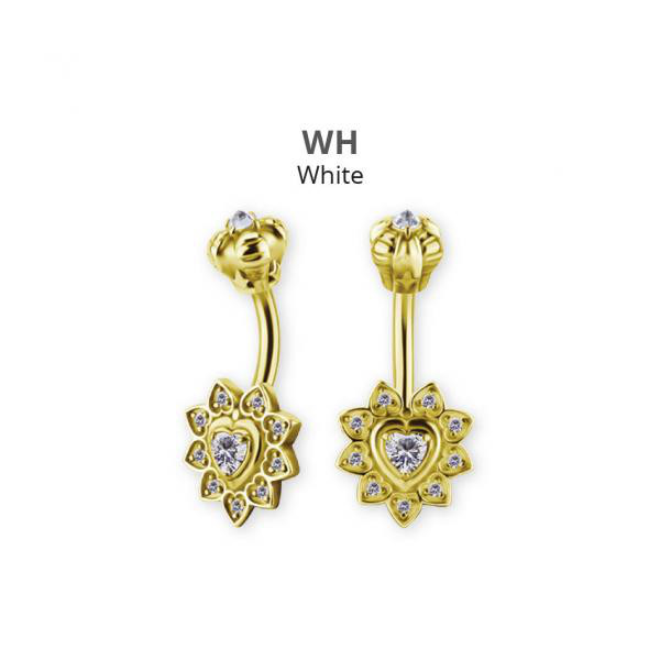 24K GOLD PVD SS316L INTERNAL DOUBLE JEWELLED BANANAS SET W.PREMIUM ZIRCONIA