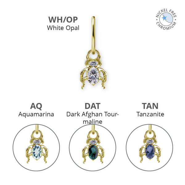 18K GOLD PVD CoCr NF BEETLE CHARMS SET W. PREMIUM NANO GEMS