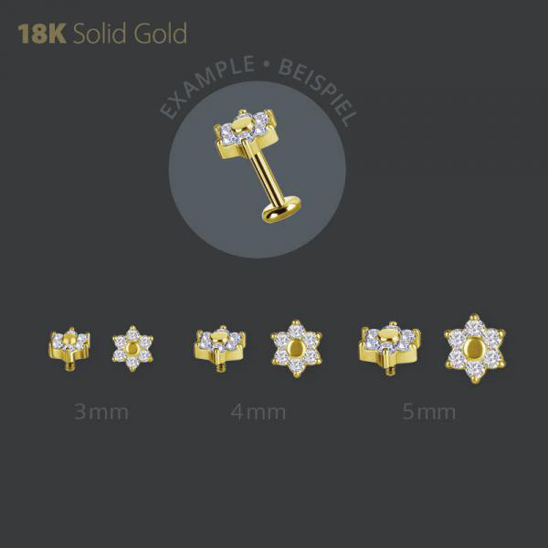 18K GOLD INTERNAL FLOWER ATTACHMENT SET W. LAB CREATED DIAMONDS