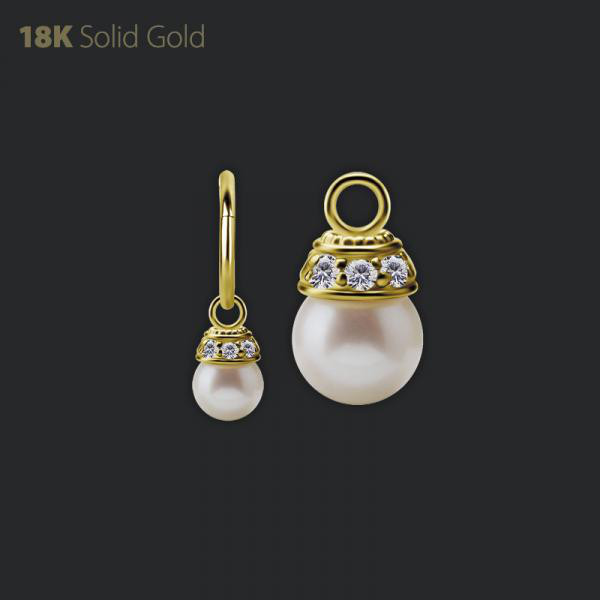 18K GOLD CHARM SET WITH PREMIUM ZIRCONIA AND FRESHWATER PEARL