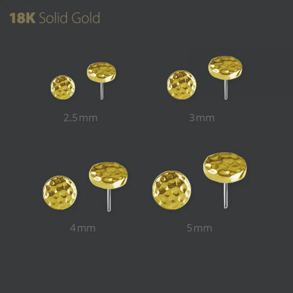 18K GOLD THREADLESS HAMMERED DISC MICRO ATTACHMENT
