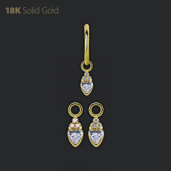 18K GOLD CHARM SET WITH HEART SHAPE PREMIUM ZIRCONIA