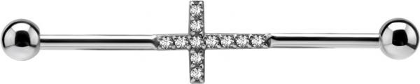 SS316L INDUSTRIAL BARBELLS SET WITH CUBIC ZIRCONIA (CROSS)