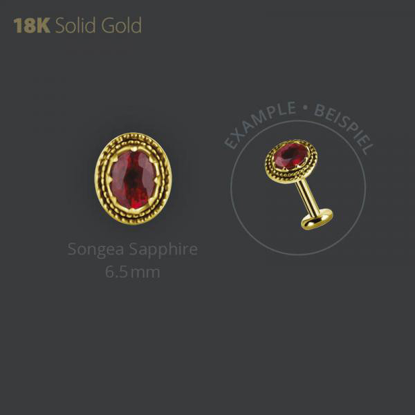 18K GOLD ATTACHEMENT SET W. GENUINE SONGEA SAPPHIRE