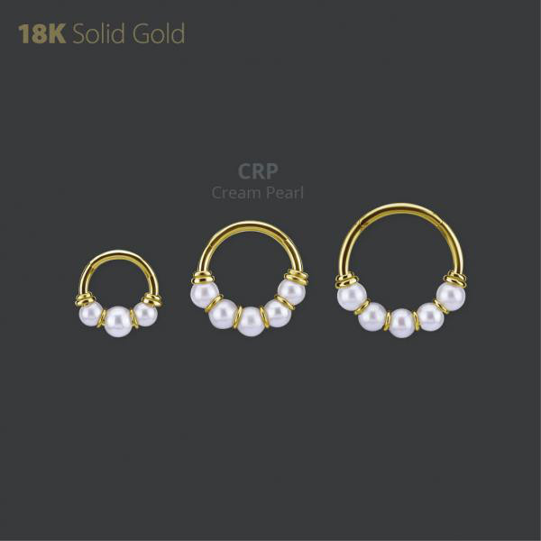 18K GOLD HINGED SEGMENT RING WITH FRESH WATER PEARL