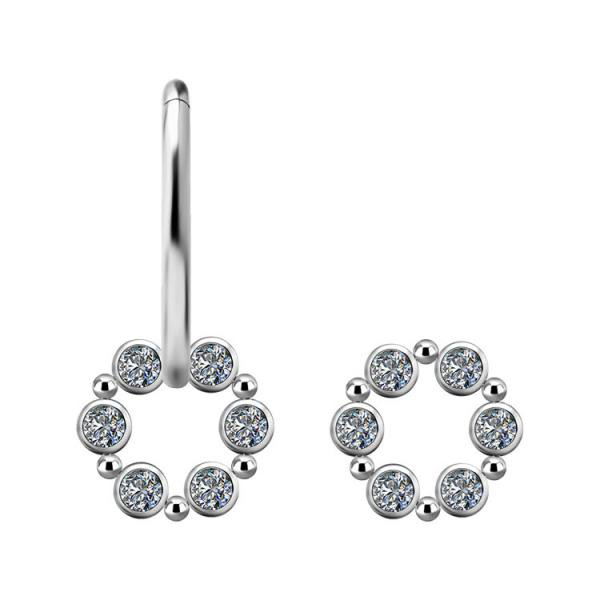 TITANIUM CLUSTER CHARM FOR HINGED RINGS SET W. PREMIUM ZIRCONIA