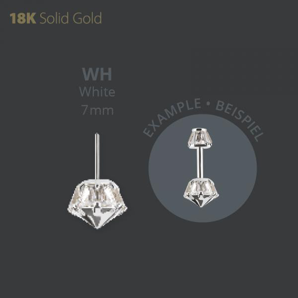 18K WHITE GOLD THREADLESS ATTACHMENT FOR VERTICAL HELIX SET W PREMIUM ZIRCONIA