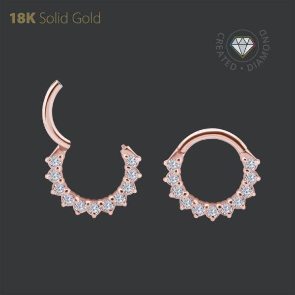 18K ROSE GOLD JEWELLED SEPTUM & DAITH CLICKER SET W. LAB CREATED DIAMONDS