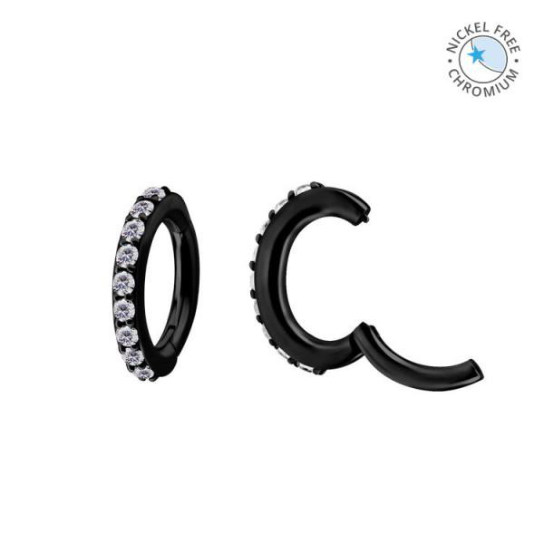 BLACK PVD CoCr NF OVAL BELLY CLICKER SET W. PREMIUM ZIRCONIA