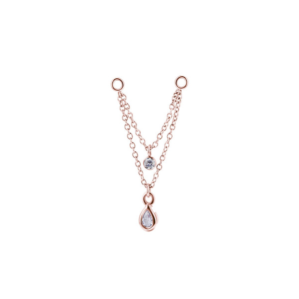 SS316L ROSE GOLD PVD CONNECTING CHAINS FOR SBCR05RG WITH BEZEL SET CUBIC ZIRCONIA