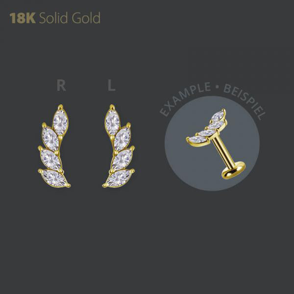 18K GOLD INTERNAL MICRO ATTACHMENT SET W. MAROUISE LAB CREATED DIAMONDS