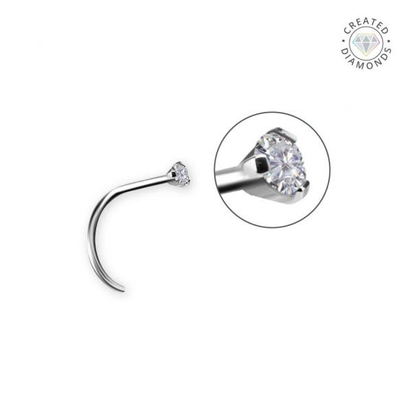 TITANIUM NOSESTUDS W. PRONG SET LAB CREATED DIAMOND
