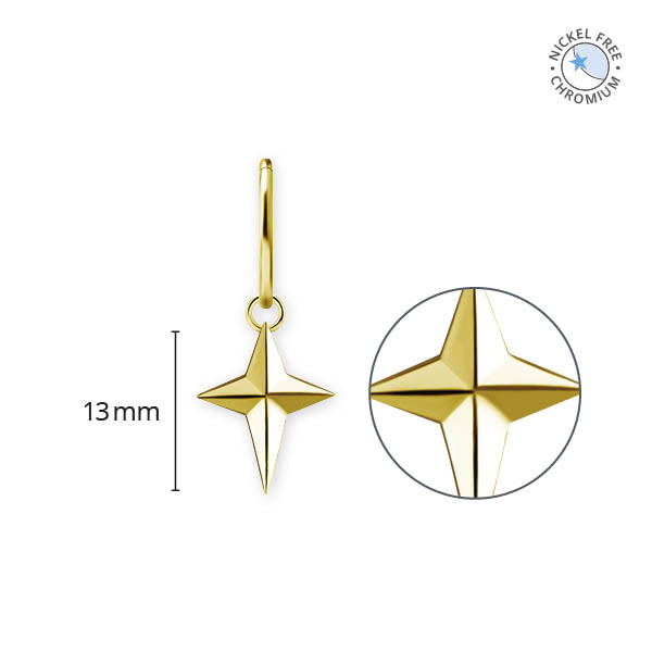 18K GOLD PVD CoCr NF CLICKER CHARMS (CROSS STAR)