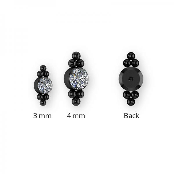 BLACK PVD TITANIUM CLUSTER INTERNAL MICRO ATT. SET W. PREMIUM CRYSTALS