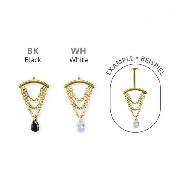 24K GOLD PVD TITANIUM INTERNAL ATTACHMENT FOR VERTICAL HELIX W.CUBIC ZIRCONIA