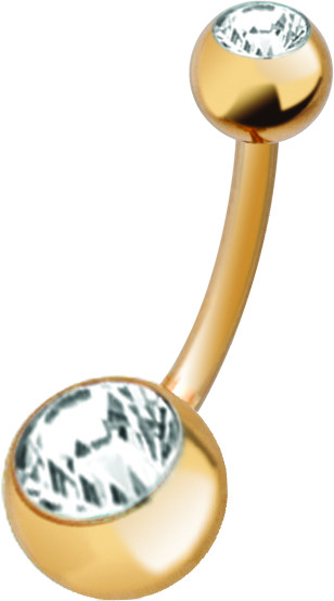 SS316L 24K GOLD PVD DOUBLE JEWELLED BANANAS