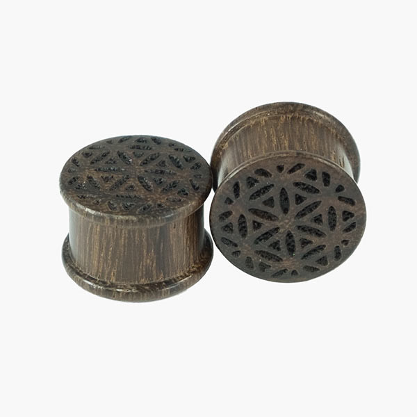 BLACK WOOD FLOWER CUT OUT FLESH TUNNEL