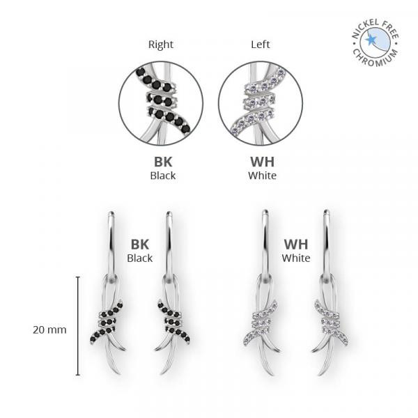 CoCr NF BARB WIRE CHARMS FOR HINGED RINGS SET W.PREMIUM ZIRCONIA