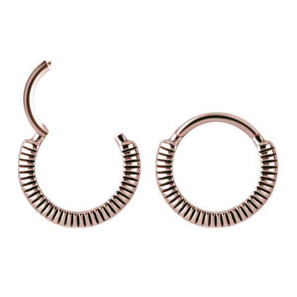 ROSE GOLD PVD SS316L CLICKER WITH 3D FEATHER TEXTURE