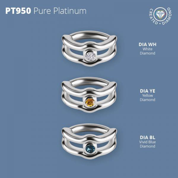 PLATINUM 950 OVAL ROOK CLICKER SET W. LAB CREATED DIAMOND