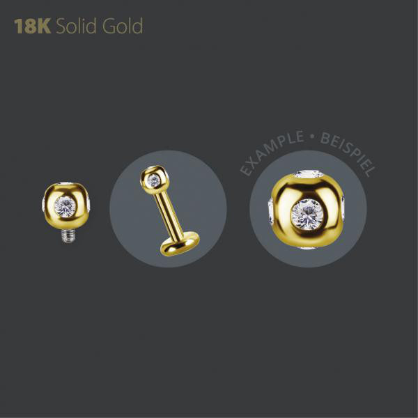 18K GOLD INTERNAL BALL ATTACHMENT SET W. PREMIUM ZIRCONIA