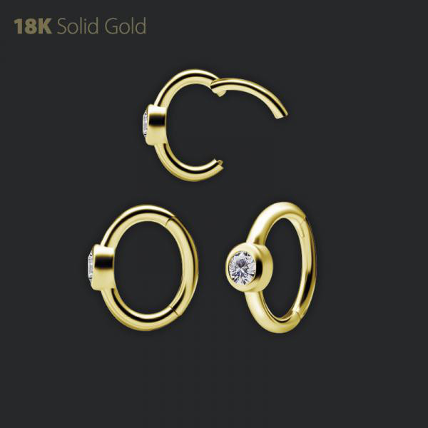 18K GOLD OVAL ROOK CLICKER SET WITH PREMIUM ZIRCONIA