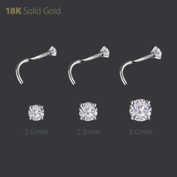 18K WHITE GOLD JEWELLED NOSESTUDS SET W. PREMIUM ZIRCONIA